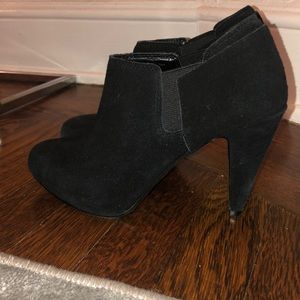 Black suede heel booties
